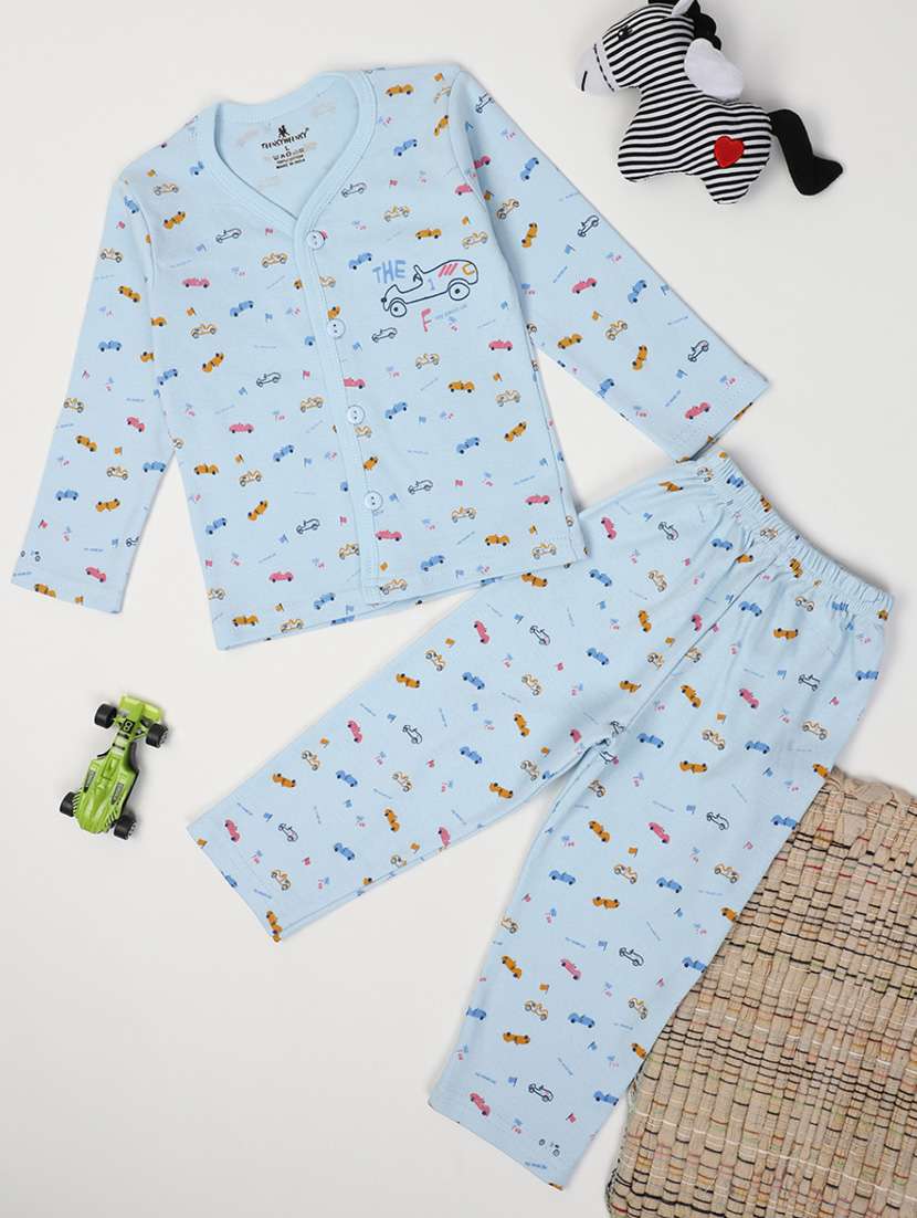 boys printed shirt and pajama set 