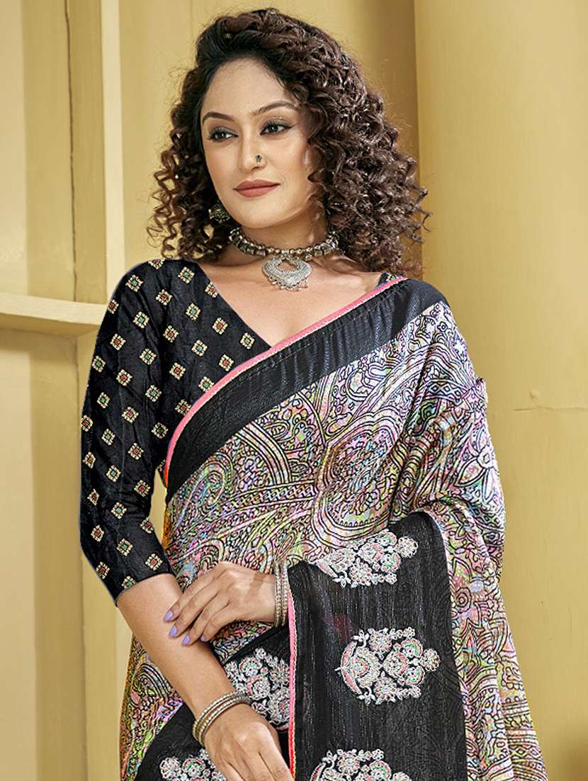 women's paisley multi colored saree with blouse - 20282778 -  Standard Image - 1