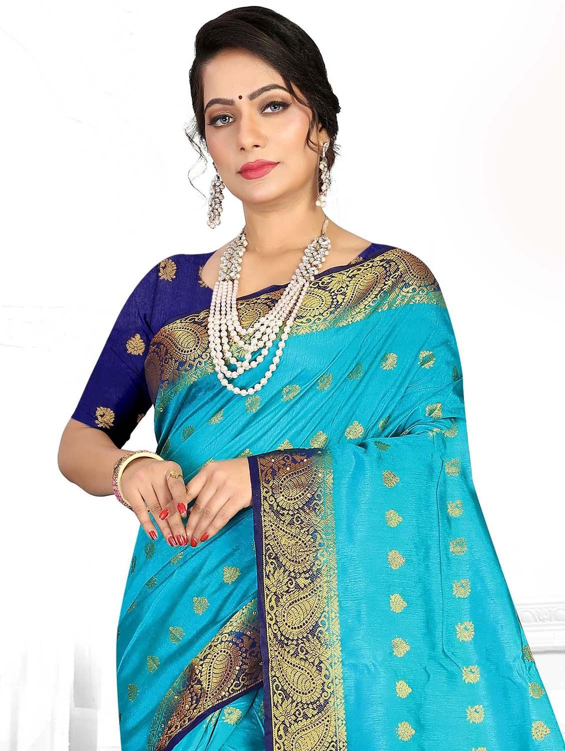 women light blue banarasi saree - 20282803 - Standard Image - 1