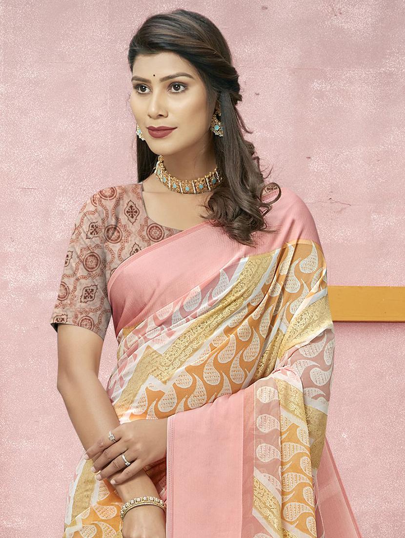 pink printed saree  with blouse - 20282835 -  Standard Image - 1