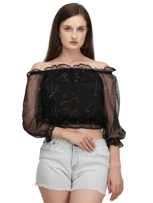 women's crop off shoulder top - 20283925 - Standard Image - 0