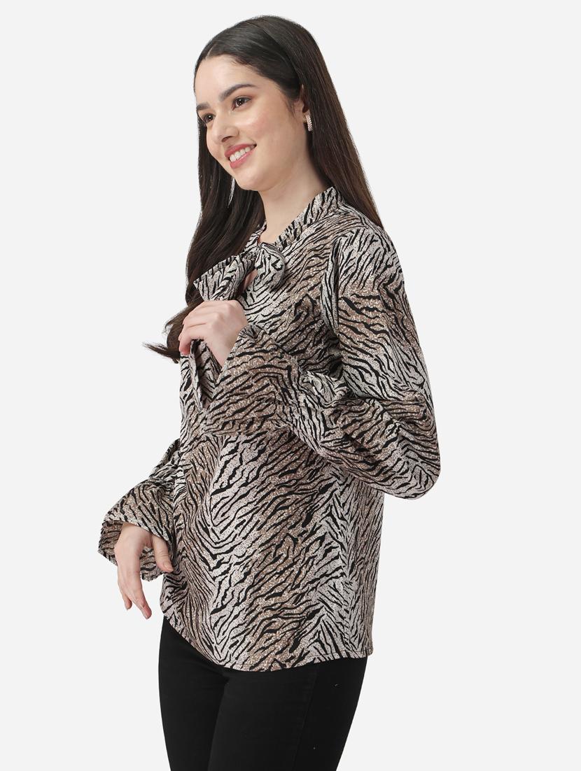 women's straight tie-up neck top - 20283928 -  Standard Image - 1