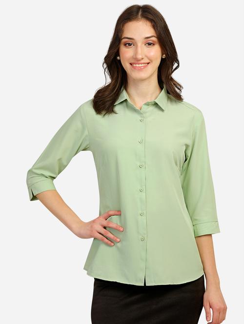 green solid regular shirt - 20283968 -  Standard Image - 0