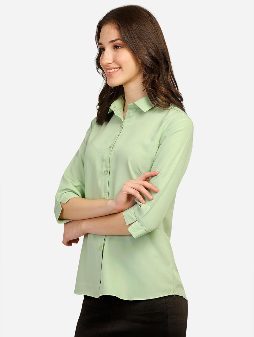 green solid regular shirt - 20283968 -  Standard Image - 1