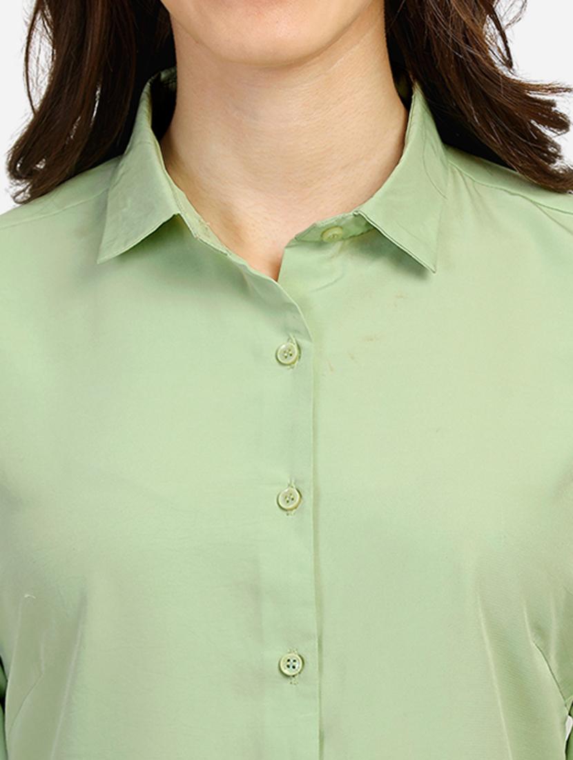 green solid regular shirt - 20283968 - Standard Image - 4