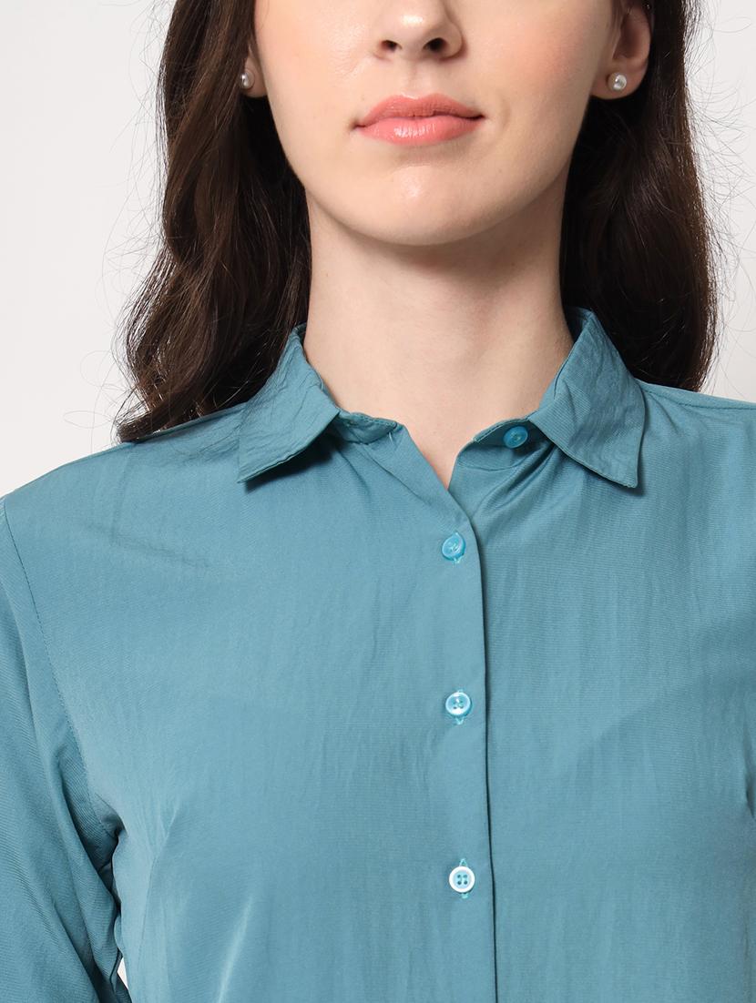 blue solid regular shirt - 20283974 - Standard Image - 4