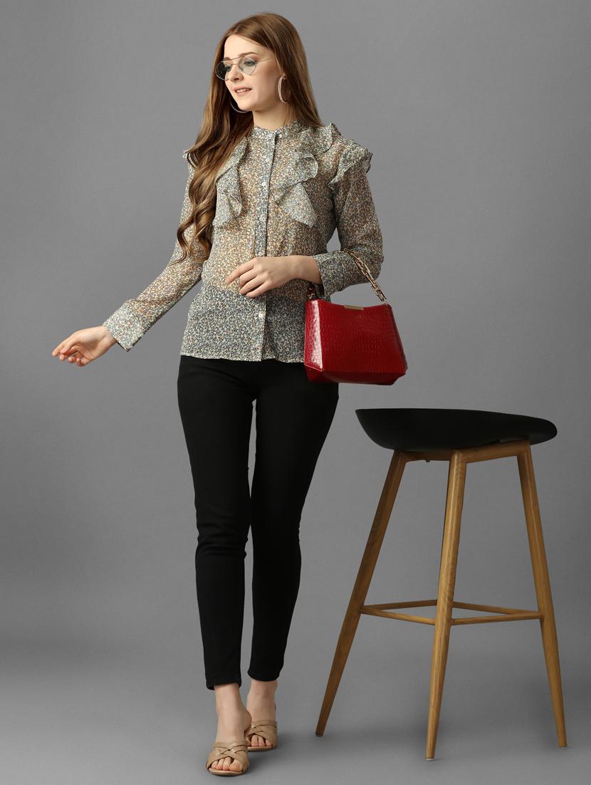 ruffled chiffon regular shirt - 20283979 - Standard Image - 4