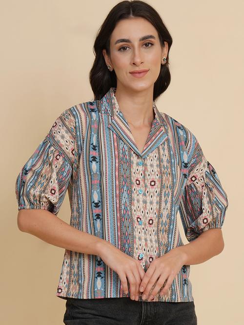 aztec print boxy shirt - 20283982 - Standard Image - 0