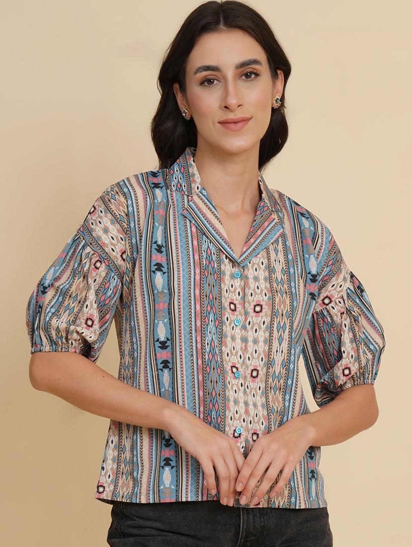 aztec print boxy shirt - 20283982 - Zoom Image - 0