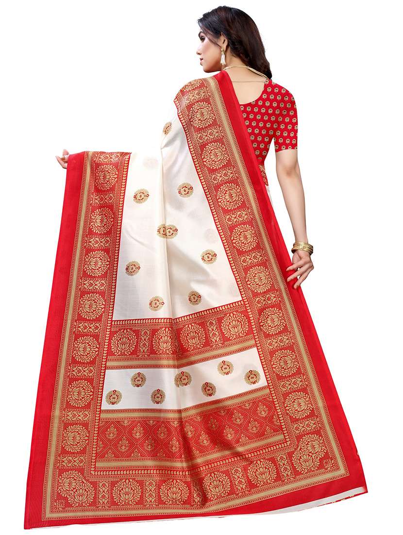 women's self design white colored saree with blouse - 20285660 -  Standard Image - 1