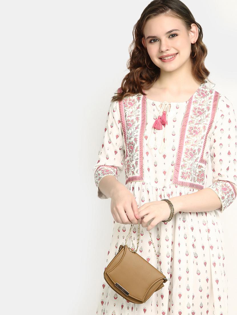 women white tie-up-neck flared dress - 20285777 - Standard Image - 4