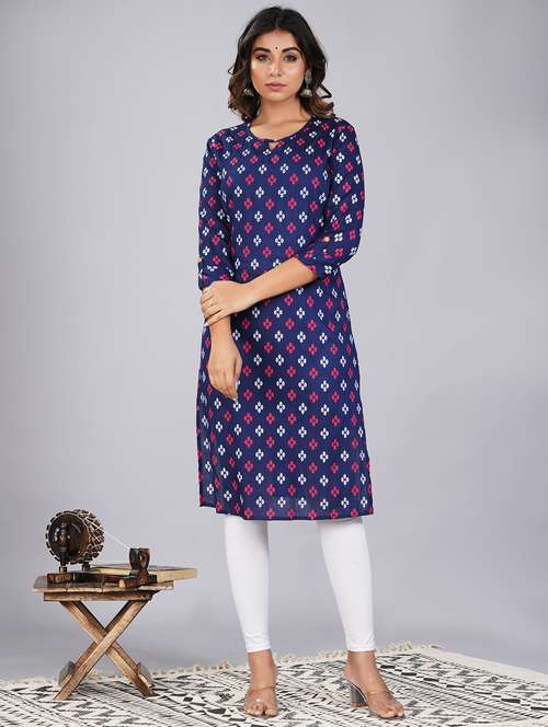 blue colored straight kurta - 20285871 -  Standard Image - 0