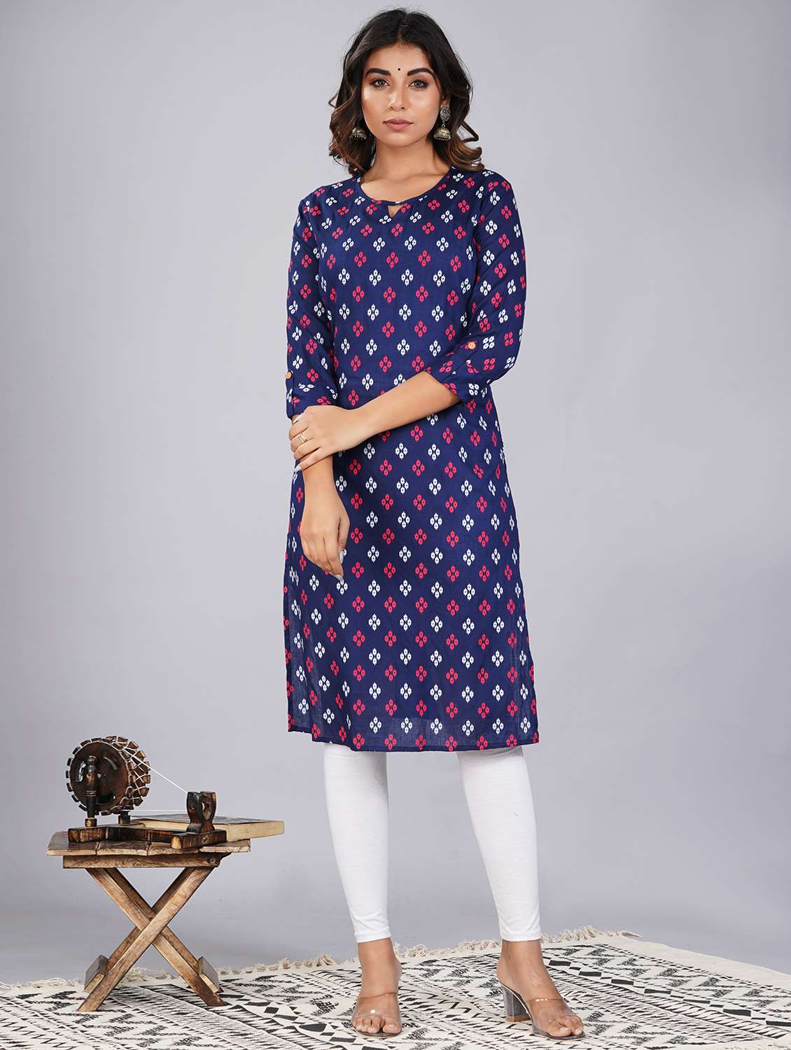 blue colored straight kurta