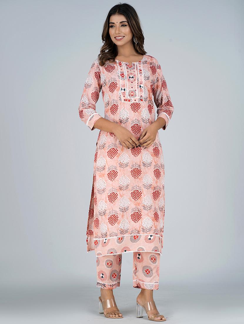 pink colored kurta pant set - 20285952 -  Standard Image - 1