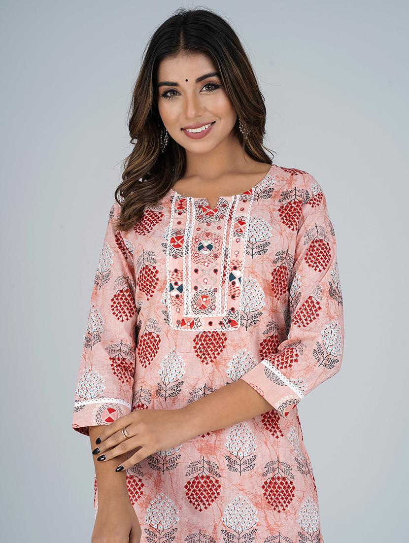 pink colored kurta pant set - 20285952 - Standard Image - 4