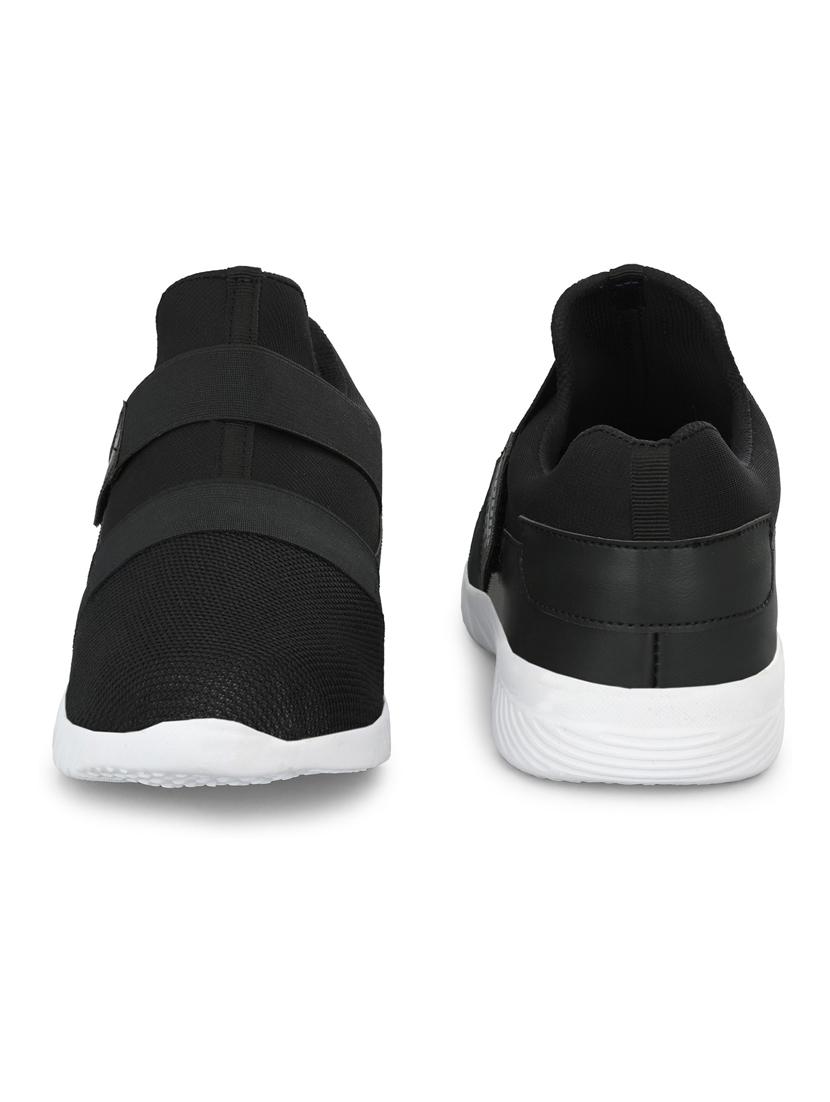 men solid black mesh running sports shoes - 20287538 - Standard Image - 4