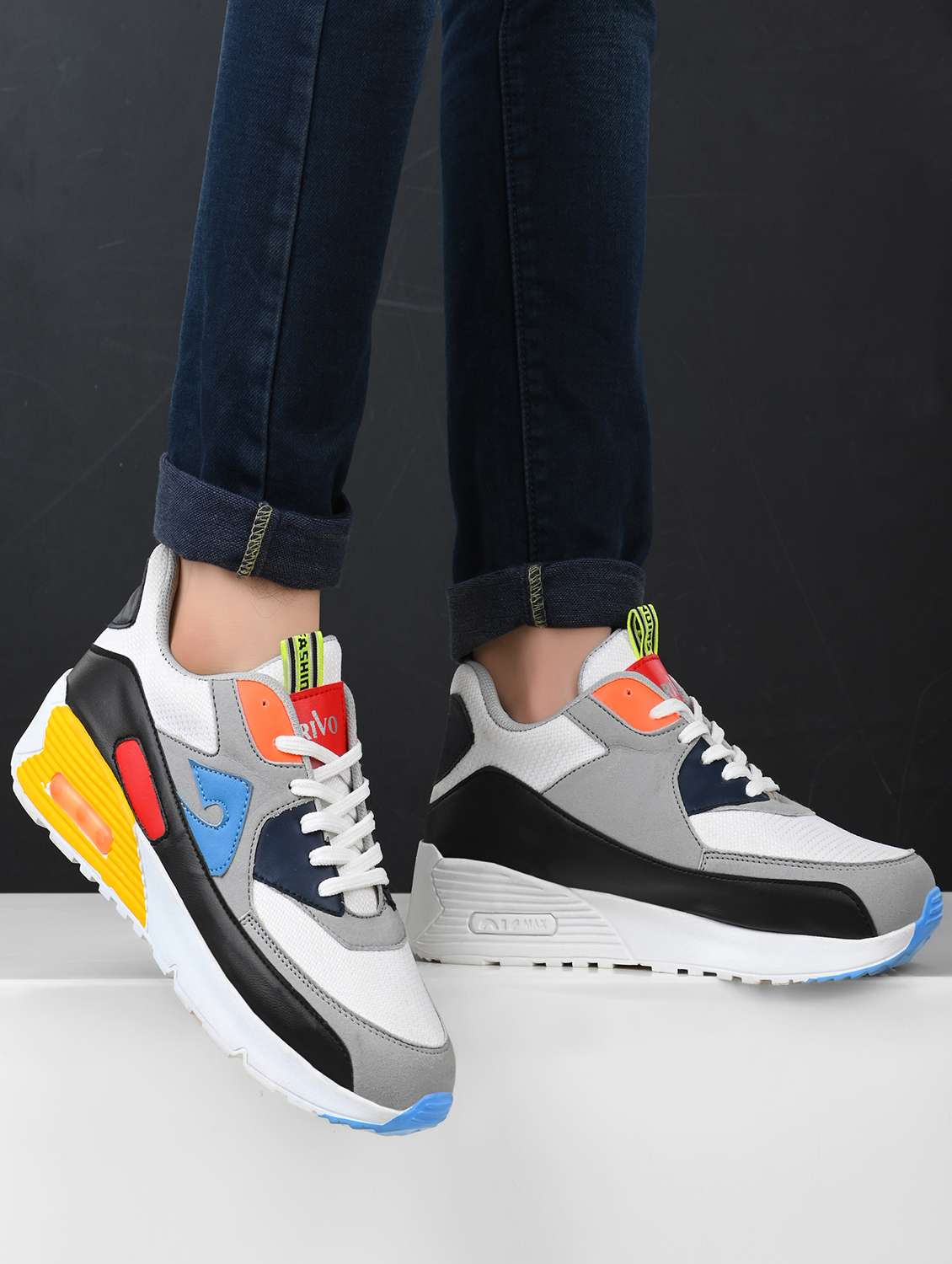 white mesh & synthetic lace up shoes - 20287561 -  Standard Image - 1