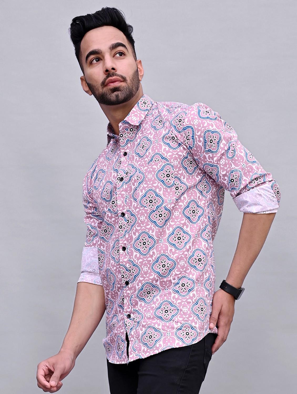 mens block print casual shirt - 20287719 - Standard Image - 1