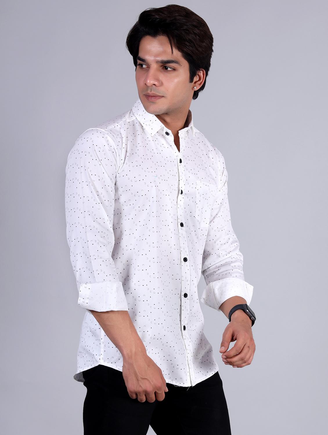 mens micro print casual shirt - 20287743 -  Standard Image - 1