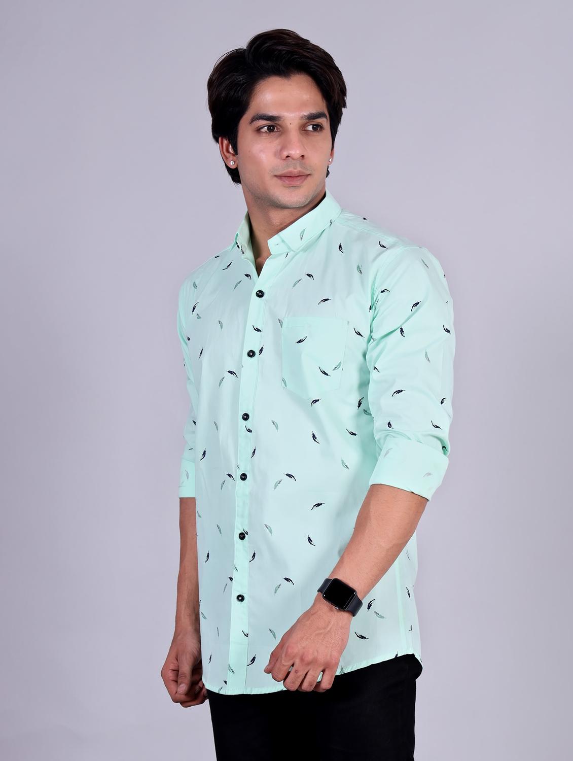 mens leaf print casual shirt - 20287757 -  Standard Image - 1