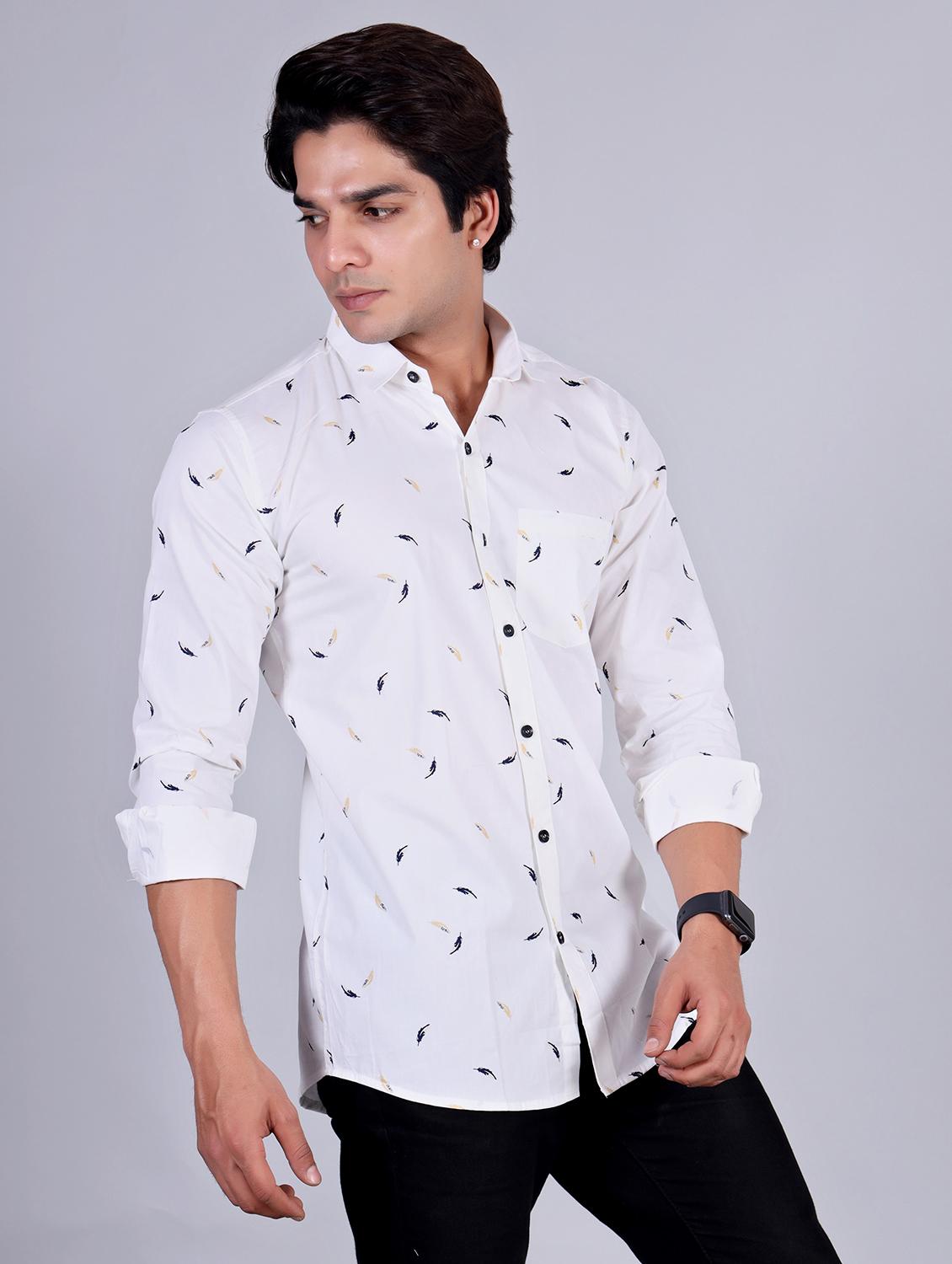 mens leaf print casual shirt - 20287758 -  Standard Image - 1