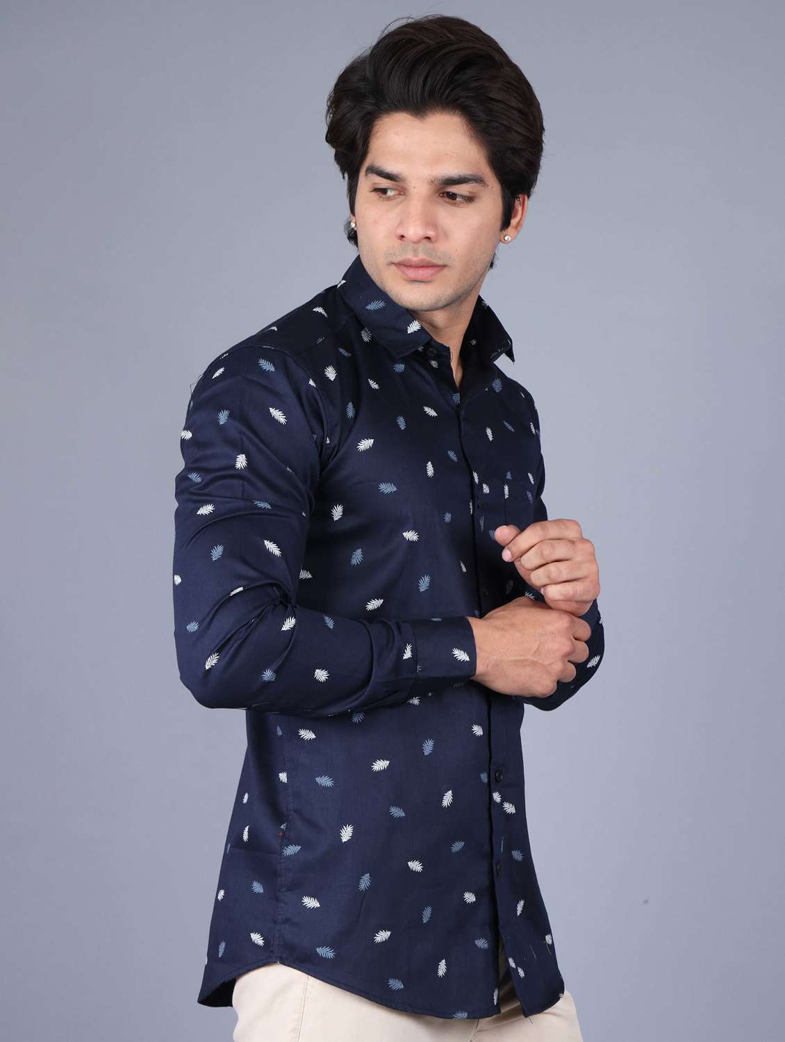 mens leaf print casual shirt - 20287775 -  Standard Image - 1