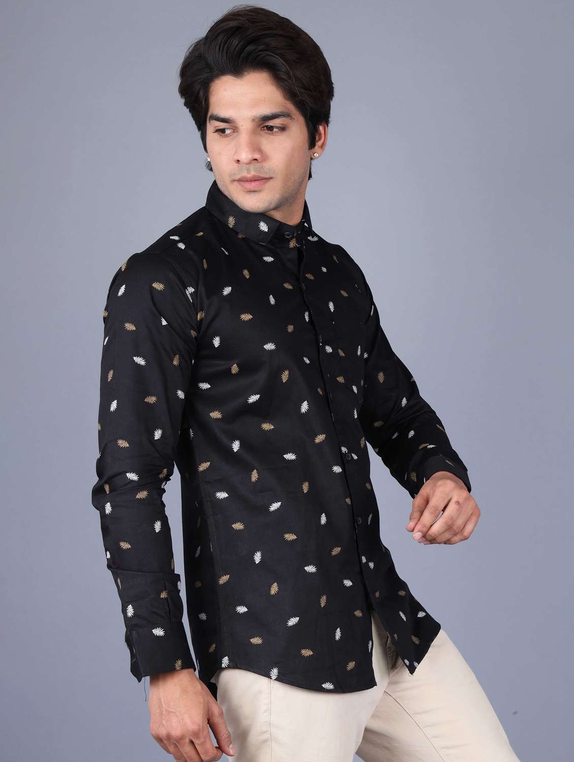 mens leaf print casual shirt - 20287777 -  Standard Image - 1