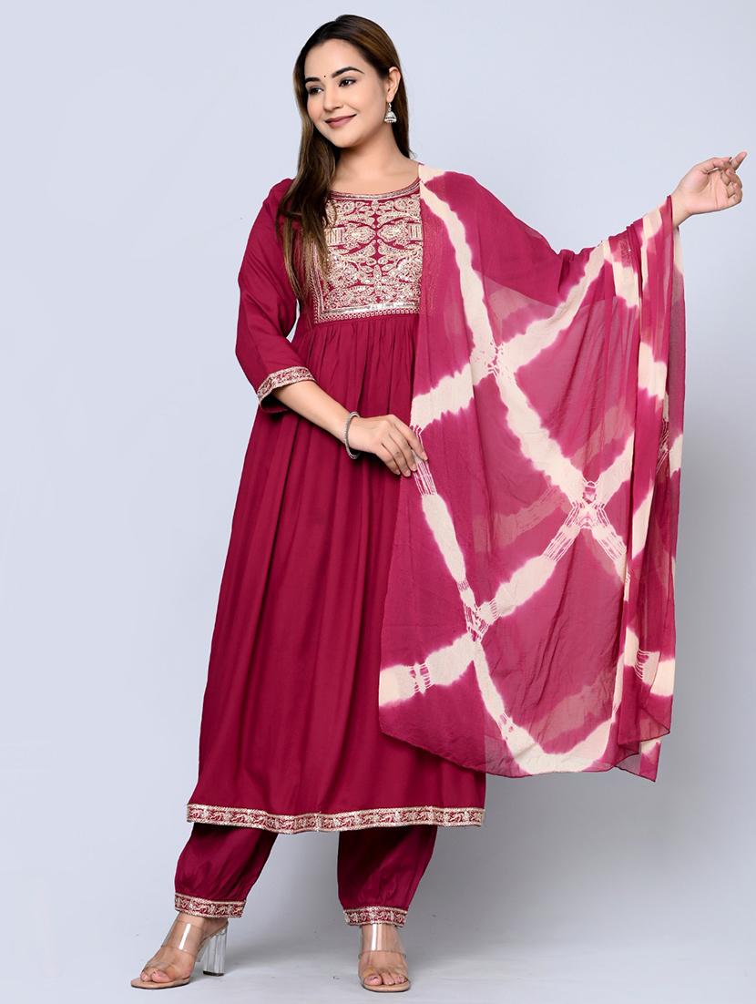 women magenta kurta salwar set with dupatta - 20287998 - Standard Image - 1