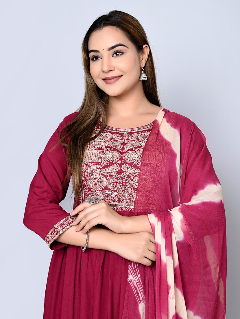 women magenta kurta salwar set with dupatta - 20287998 - Standard Image - 4