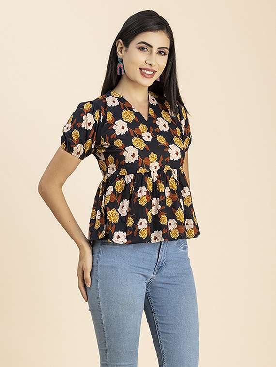 women's peplum v neck top - 20288092 - Standard Image - 1