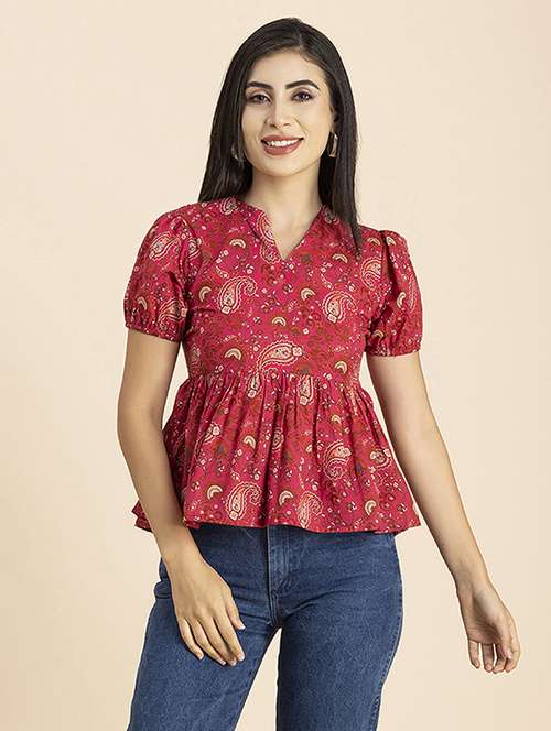 women's peplum v neck top - 20288095 -  Standard Image - 0