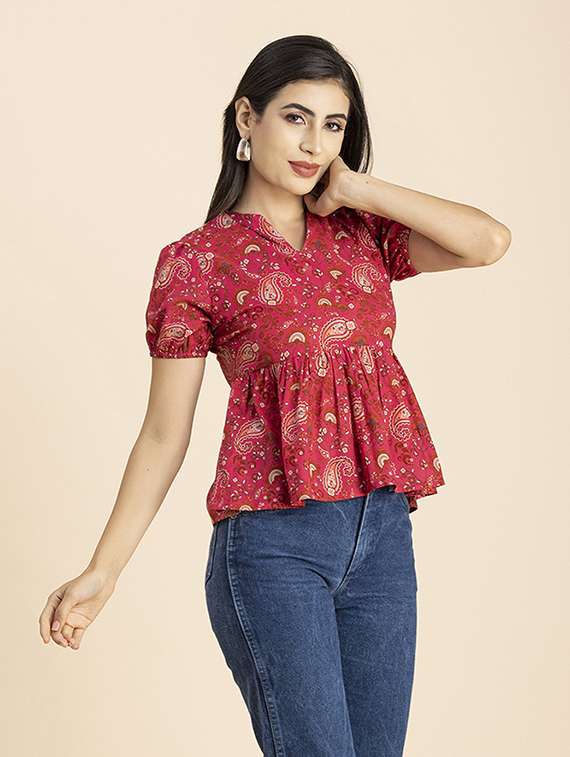 women's peplum v neck top - 20288095 -  Standard Image - 1