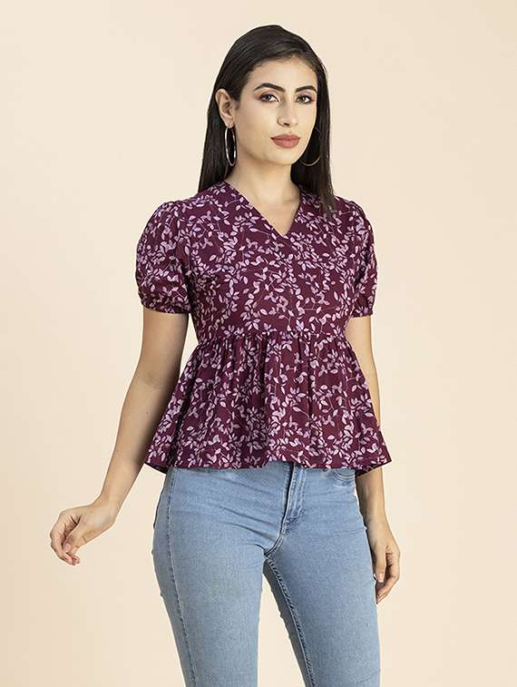 women's peplum v neck top - 20288096 -  Standard Image - 1