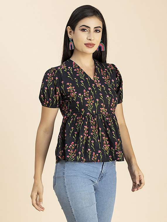 women's peplum v neck top - 20288097 -  Standard Image - 1