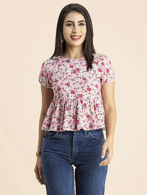 women's peplum round neck top