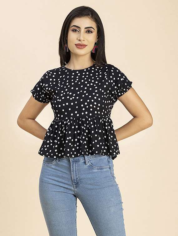 women's peplum crew neck top