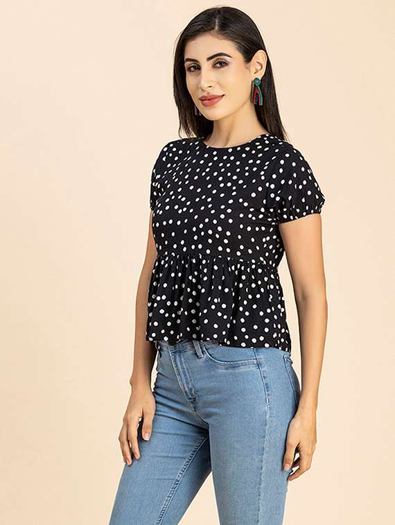 women's peplum crew neck top - 20288102 -  Standard Image - 1