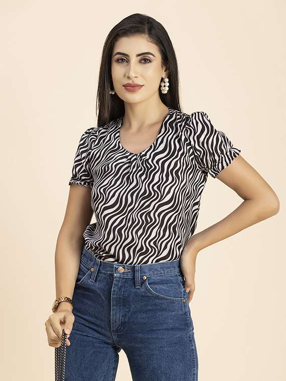 women's straight round neck top - 20288106 -  Standard Image - 1