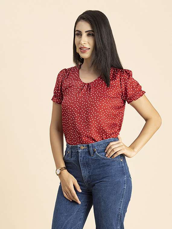 women's straight round neck top - 20288107 -  Standard Image - 1