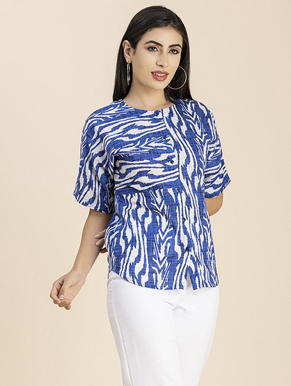women's straight round neck top - 20288109 - Standard Image - 1