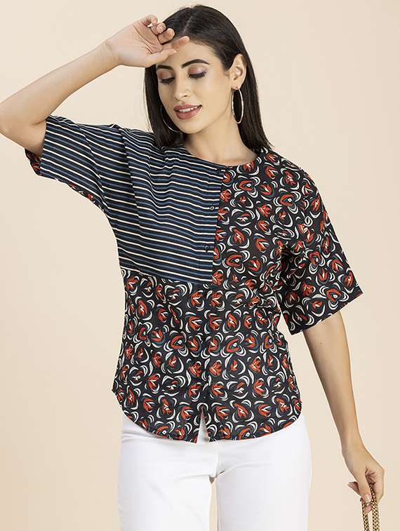 women's straight round neck top - 20288110 -  Standard Image - 1