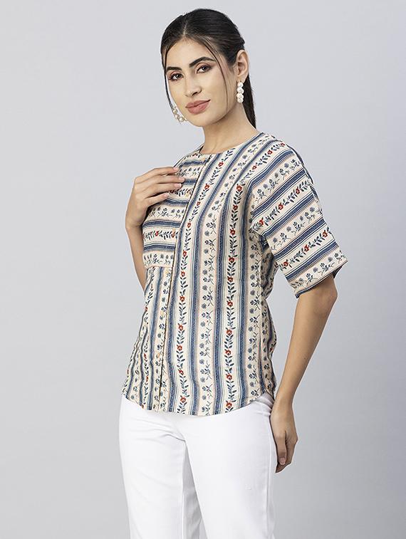 women's straight round neck top - 20288114 - Standard Image - 1