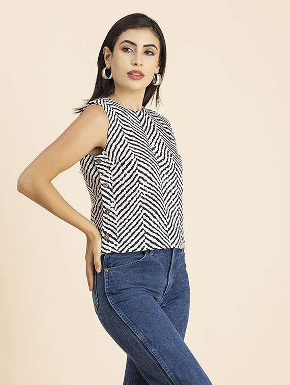 women's a line round neck top - 20288115 -  Standard Image - 1
