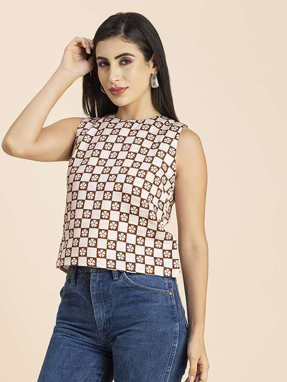 women's crop round neck top - 20288117 -  Standard Image - 1