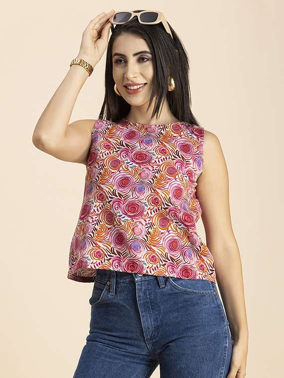 women's straight round neck top - 20288131 -  Standard Image - 1