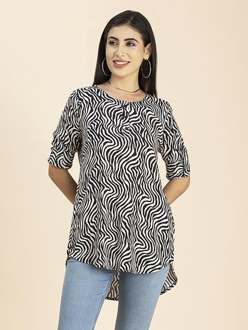 women's high-low round neck top - 20288138 - Standard Image - 0