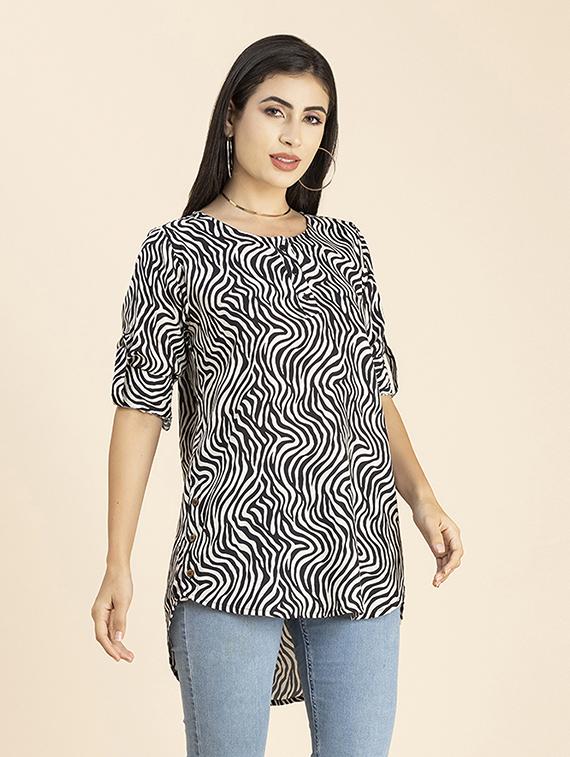 women's high-low round neck top - 20288138 - Standard Image - 1
