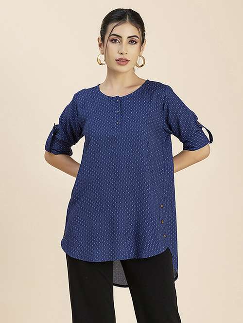 women's high-low round neck top - 20288139 - Standard Image - 0