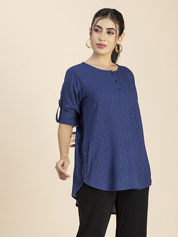 women's high-low round neck top - 20288139 - Standard Image - 1