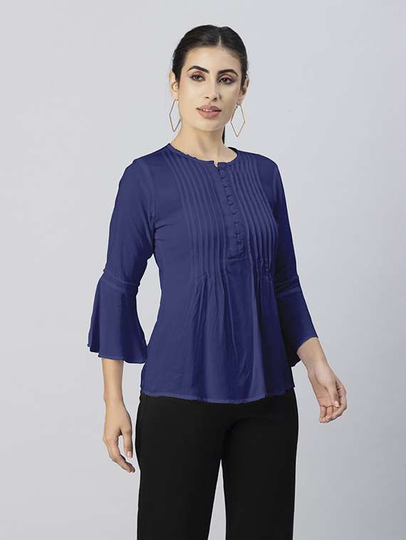 women's a line round neck top - 20288143 -  Standard Image - 1